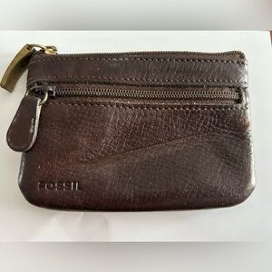 Fossil Brown Leather 4” x 3” coin purse